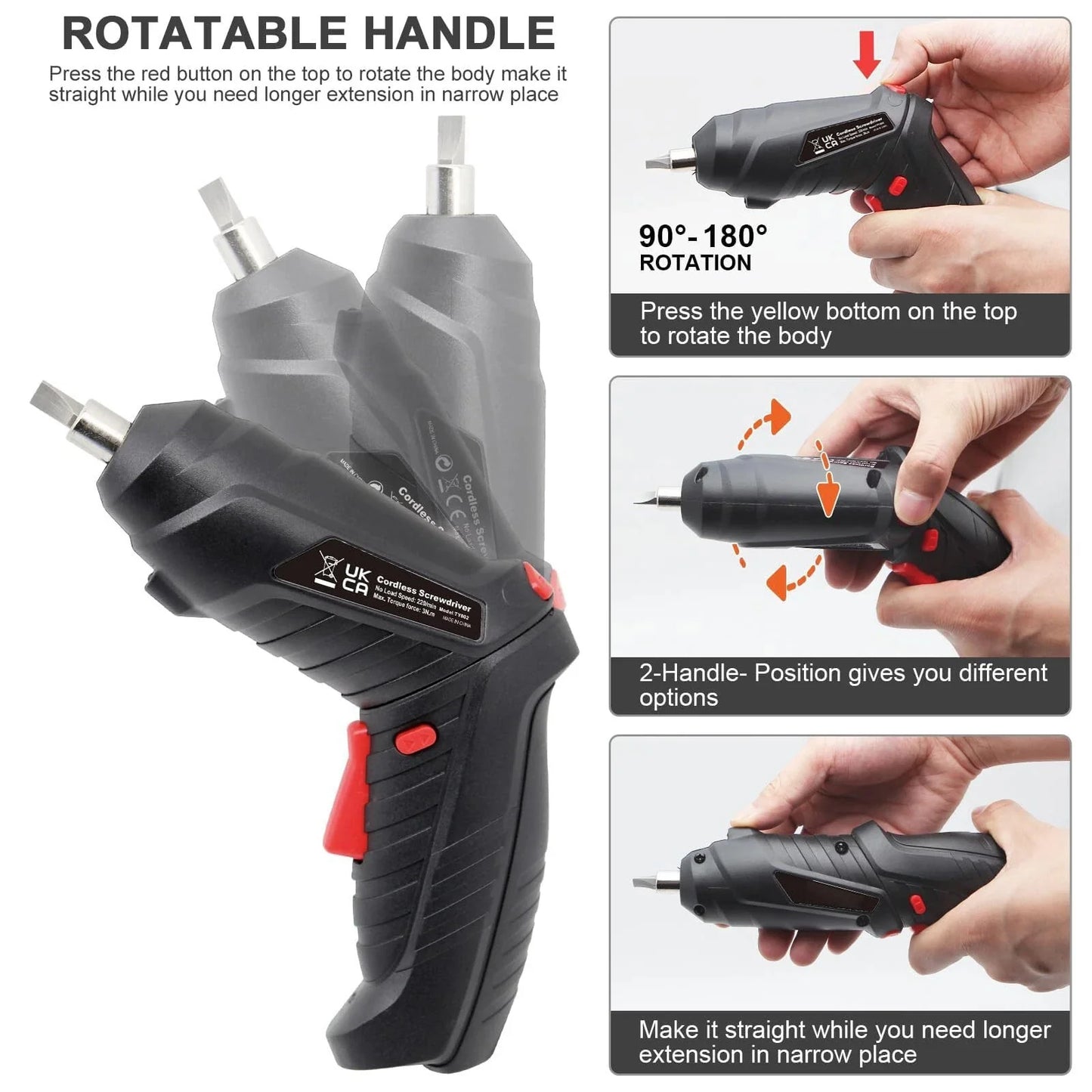 3.6V Cordless Electric Screwdriver Set USB Charging 3Nm Screw Gun with LED Light