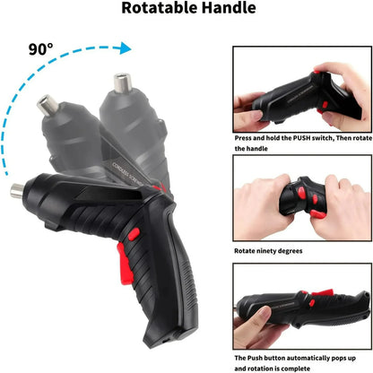 3.6V Cordless Electric Screwdriver Set USB Charging 3Nm Screw Gun with LED Light